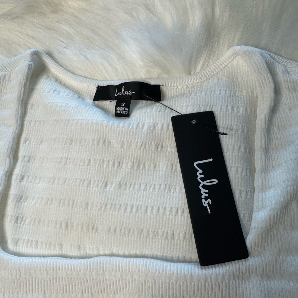 Lulu's Cream Ribbed Sleeveless Crop Tank Top - Picture 4 of 4